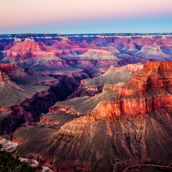 Grand Canyon Sunset Canvas & Metal, Arizona, National Park, Landscape Photography, Nature Photo, Red Rocks,Home Office Decor, Wall Fine Art