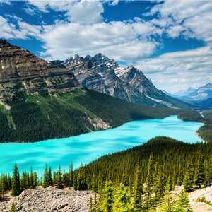 Peyto Lake, Banff, Alberta, Canada,Landscape Photography,Nature Lake Photo, National Park, Home Office Decor, Wall & Fine Art Canvas / Metal