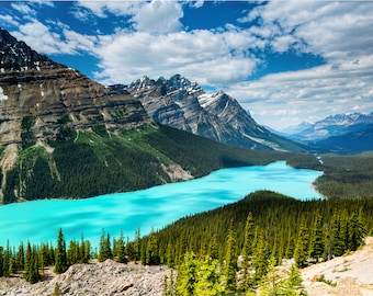 Peyto Lake, Banff, Alberta, Canada,Landscape Photography,Nature Lake Photo, National Park, Home Office Decor, Wall & Fine Art Canvas / Metal