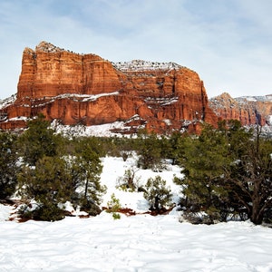 Sedona Courthouse Butte Winter Landscape Photo: Red Rock Wall Art