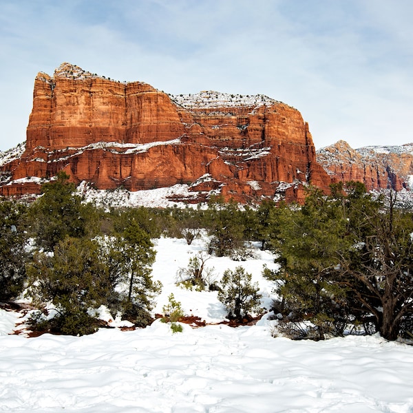 Sedona,Arizona,Courthouse Butte,Landschaft,Winter,Natur Foto,Red Rock,Home Office Dekor,Wandkunst,Fine Art- Canvas & Metall verfügbar