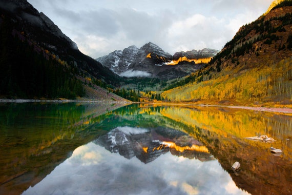 Maroon Bells Photography Print: Aspen Colorado Fall Landscape
