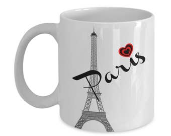 Love Paris, Inspirational, Romantic Coffee Mug, Eiffel Tower, Tourist, World Travellers, Collectors, Memento, Gift for Family and Friends