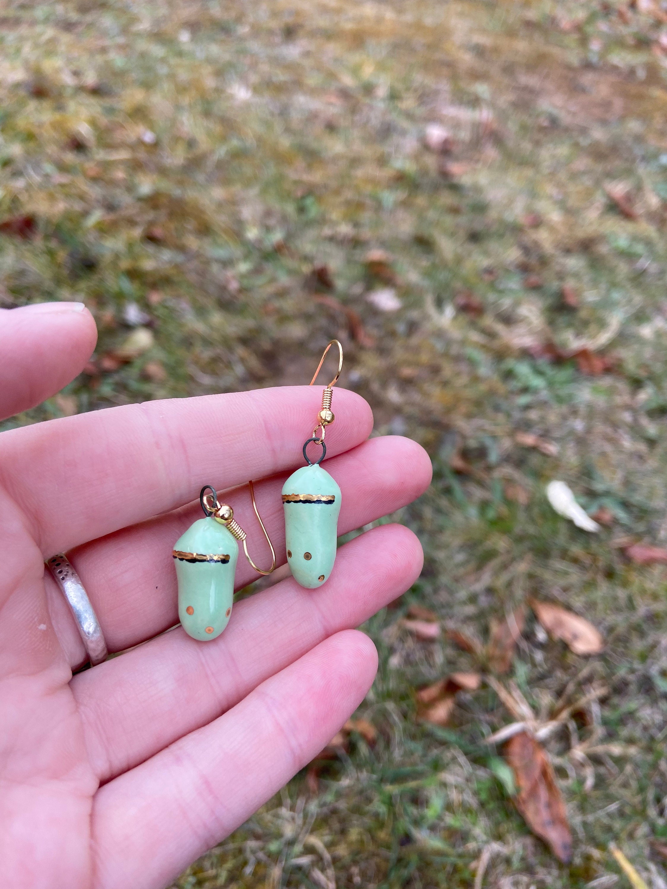 Monarch Chrysalis Earrings Nature Earrings Nature Lover Etsy