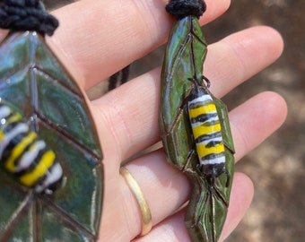 Hungry Monarch Caterpillar Necklace