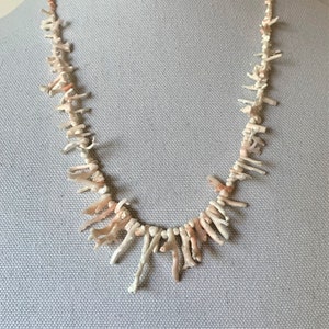 23&quot; Vintage Italian Angel Skin Coral Branch Necklace, Free Spirit Style, Natural  Coral 23&quot;, Great Gift