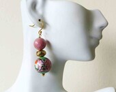 Vintage Chinese Blue and White Porcelain Shou and Double Happiness Earrings