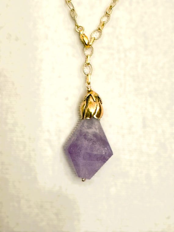 New 24" Adjustable Gold Solid Sterling Amethyst L… - image 6