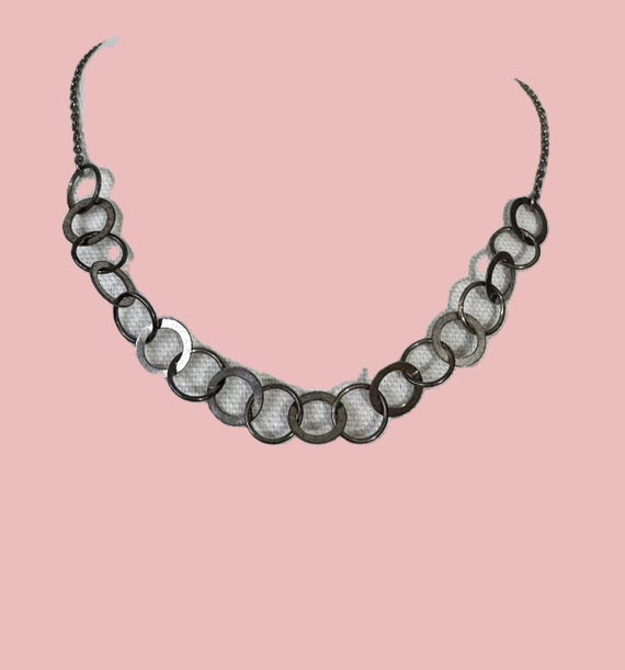 New Solid Sterling Silver Circle Necklace, Antiqu… - image 3