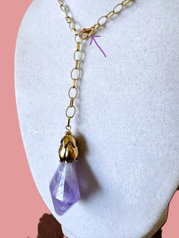 New 24" Adjustable Gold Solid Sterling Amethyst L… - image 11
