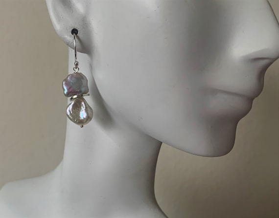 Vintage Keshi Pearl Sterling Silver Earrings: Bridal Statement Jewelry Jewelry Jewelry