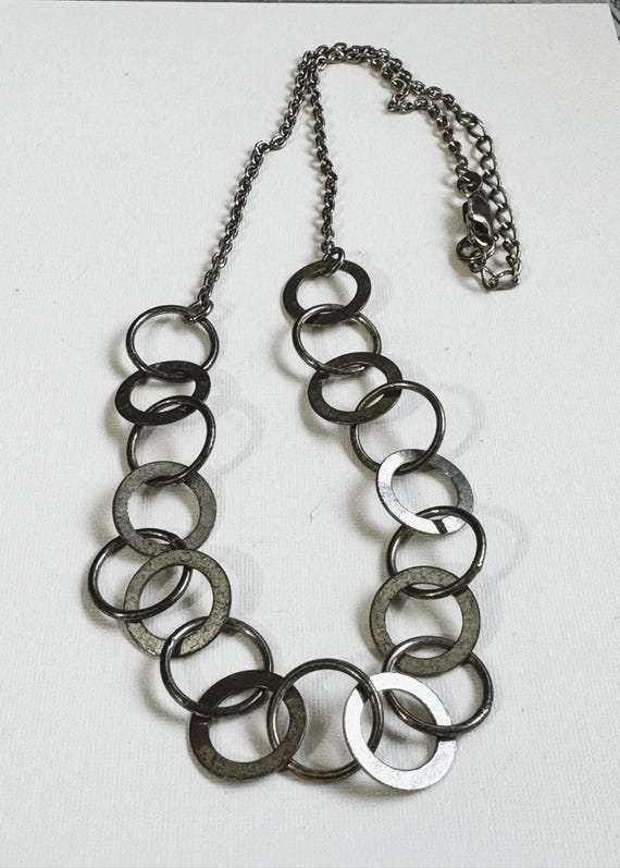 New Solid Sterling Silver Circle Necklace, Antiqu… - image 10