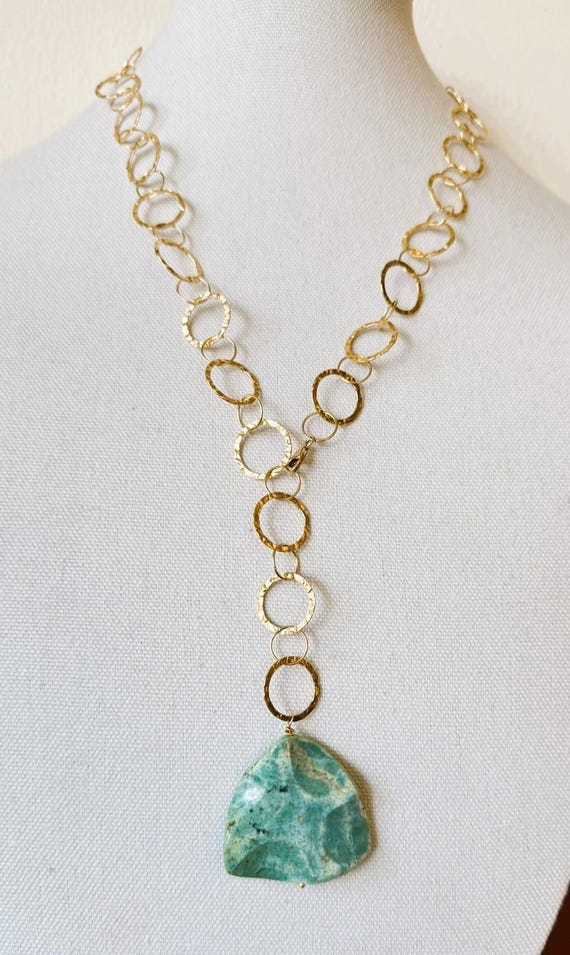 New 26" Adjustable Gold Solid Sterling  Lariat Ne… - image 4