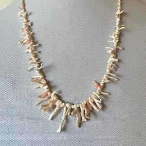 14&quot; Vintage Italian Angel Skin Coral Branch Choker Necklace, Free Spirit Style, Natural  Coral , Beach Necklace Great Gift