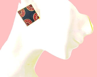 Vintage Deco Cloisonne Enamel Earrings: Gold Plated Sterling Posts Jewelry Jewelry
