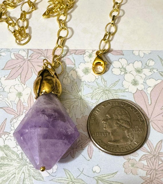 New 24" Adjustable Gold Solid Sterling Amethyst L… - image 9