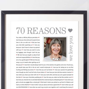 70 REASONS We Love You; Personalized Birthday Gift; Gift for Dad; Gift for Mom; Gift for Husband; Digital Print; 70th Birthday Gift for him