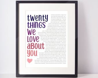 20 Reasons We Love You; 20th Birthday; 20th Birthday gifts for Daughter; 20th Birthday gifts for woman; Gift for her; 20th Birthday gift