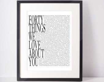 40 REASONS We Love You; 40th birthday gifts for women; Gift for Dad; Gift for Mom; 40 things we love about you; 40th Birthday; Gift for her