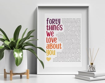 40 REASONS We Love You; Personalized Birthday Gift; Gift for Dad; Gift for Mom; Gift for Husband; Digital Print; 40th Birthday; Forty Bday
