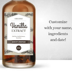 Vanilla Extract Labels, Template, Printable Gift Sticker, Instant Download, DIY, Mason Jar, Print yourself, Spice, Homemade; Canning