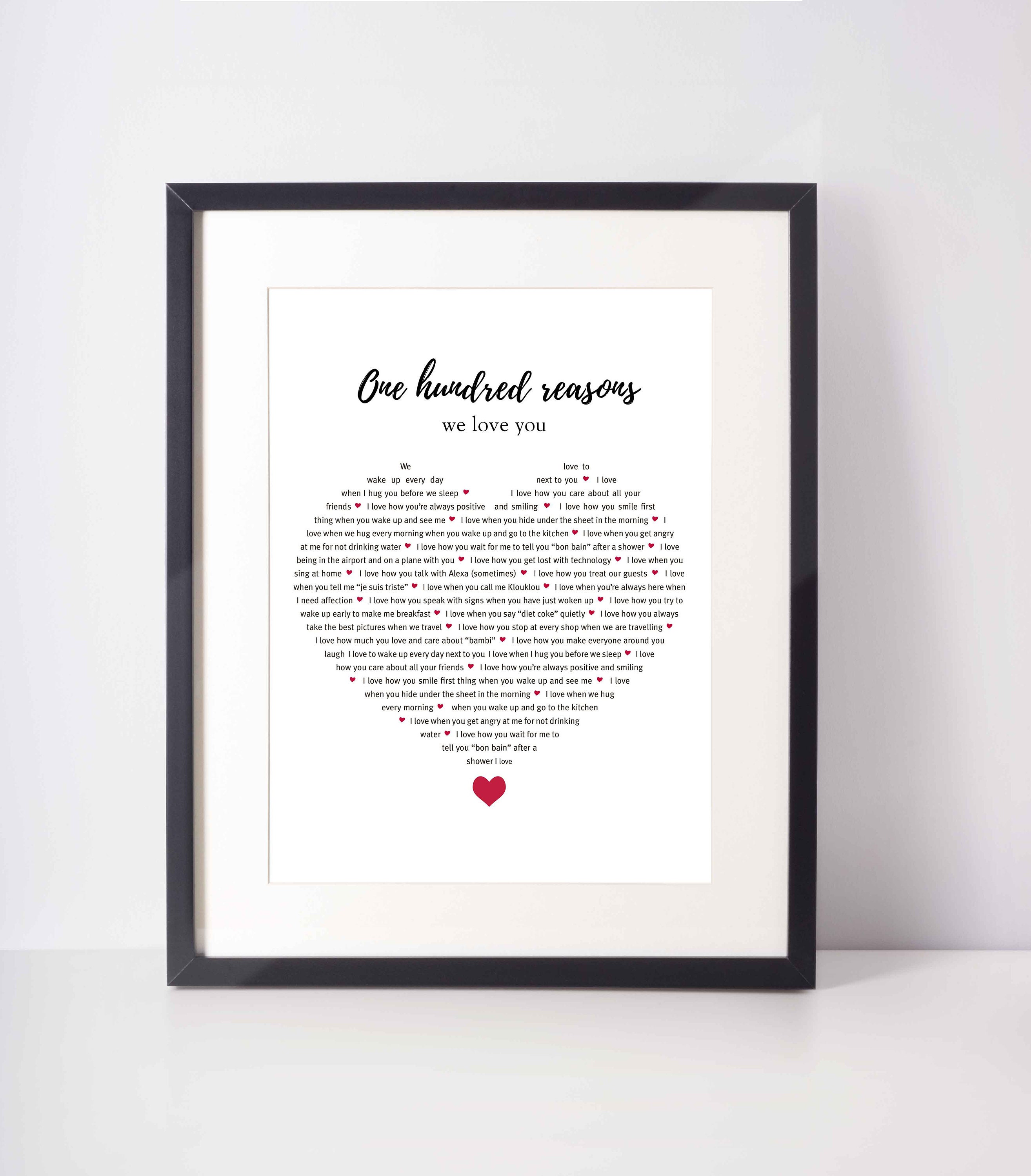 100 MOTIVI PER CUI ti amo Regalo di anniversario personalizzato 100 cose  che amo di te Anniversario di matrimonio 10 Anniversario di Matrimonio 10  anni -  Italia