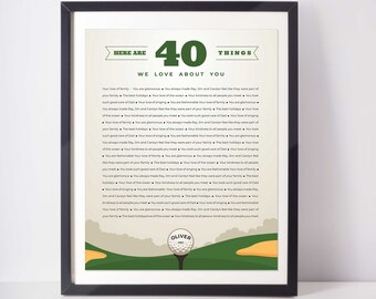 40 THINGS We Love About You; 40th Birthday; Brother 40th ; Husband's 40th Birthday; Dad's 40th Birthday; 40th birthday gift for men