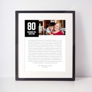 80 GRÜNDE Wir lieben dich; Nanas 80. Geburtstag; Omas 80. Geburtstag; Happy 80th Birthday Mom; Happy 80th Birthday Mutter; Nan es 80.