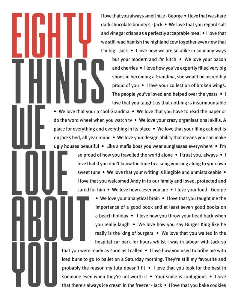 95 THINGS We Love About You; 95th Birthday; Gift for Uncle; Gift for Papa; Grandpa/'s 95th Birthday; Father/'s 95th Birthday