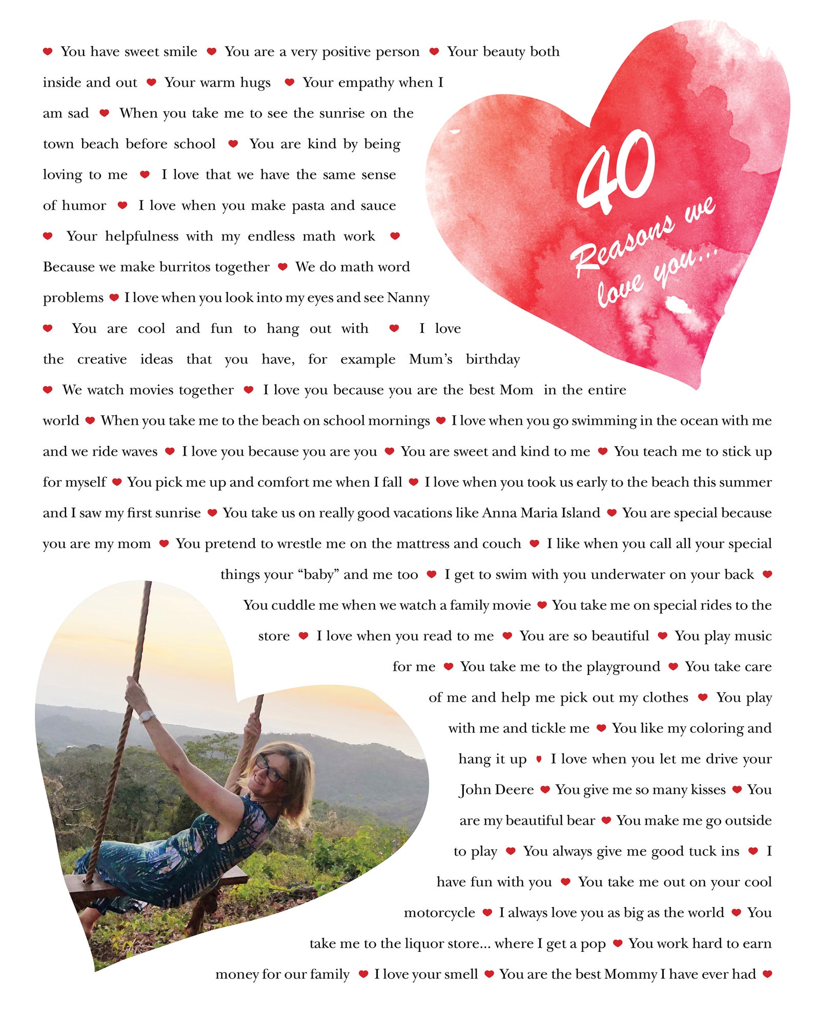 40 REASONS We Love You Gründe warum ich dich liebe Geschenk Etsy