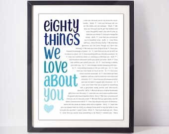 80 THINGS We Love About You; 80th Birthday; Gift for Uncle; Gift for Papa; Gift for Grandpa; Gift for Grandfather; Gift for Nonno