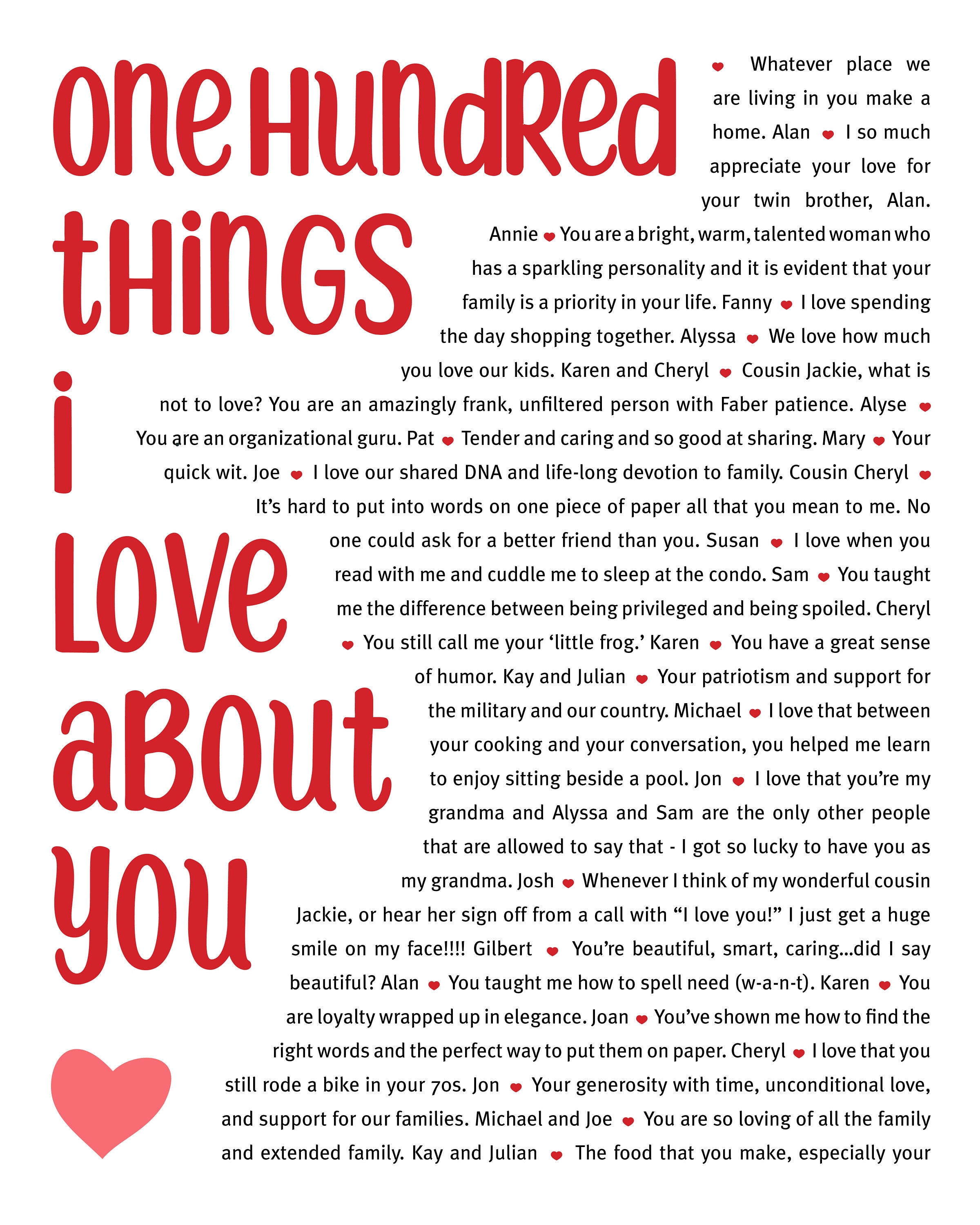 100 REASONS I Love You Personalized Valentine's Day Gift Etsy