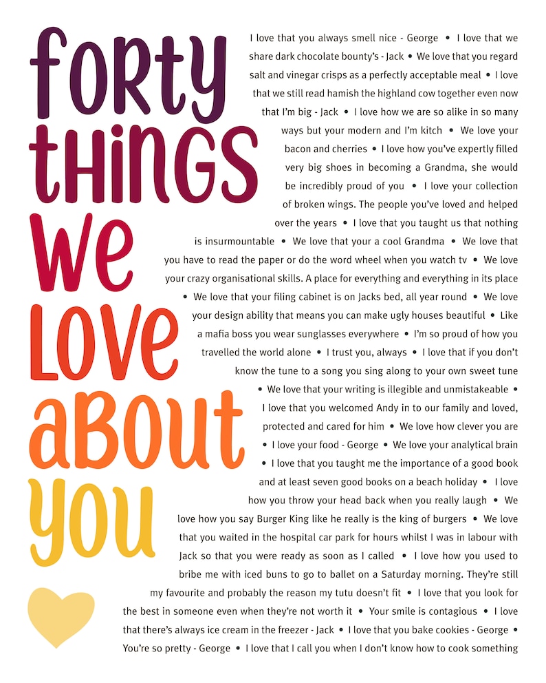 30 THINGS We Love About You 30th Birthday Husband