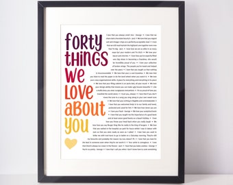40 THINGS We Love About You; 40th Birthday; Brother 40th ; Husband&#39;s 40th Birthday; Friend&#39;s 40th Birthday; Dad&#39;s 40th Birthday