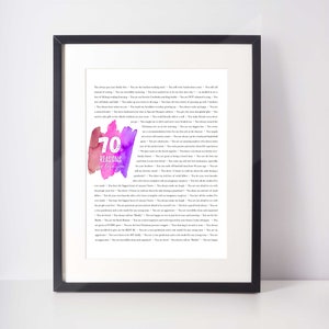 70 REASONS We Love You; Personalized Birthday Gift;  70th Birthday Gift for Mom; 70th Birthday Gift for woman; Gift for her; Gift for Mom