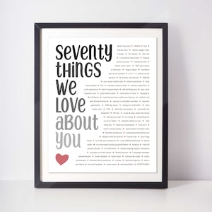 70 DINGE, die wir über Dich lieben; 70. Geburtstagsgeschenk für Männer; Geschenk für Papa; Geschenk für Opa; Geschenk für Großvater; Geschenk für Nonno; Geschenk für ihn