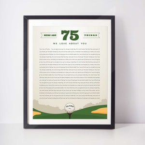 75 POWODÓW, DLA KTÓRYCH CIĘ KOCHAMY; Urodziny męża; Prezent dla wujka; Prezent dla ojca; Golf, gra w golfa; Prezent dla taty; Prezent dla mężczyzny; Prezent na 75. urodziny