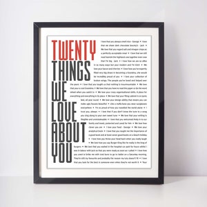 20 THINGS We Love About You; 20th Birthday; Gift for Brother; Gift for Sister; 20th Birthday gift for boyfriend; 20th Birthday gift for her