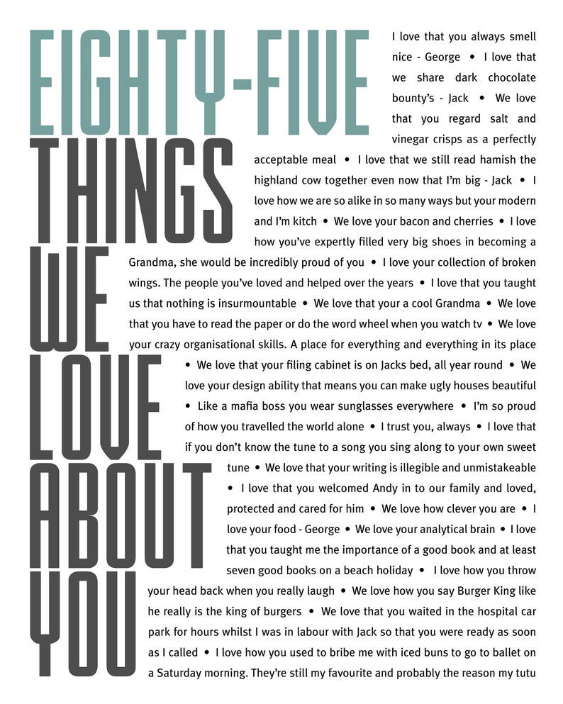 95 THINGS We Love About You; 95th Birthday; Gift for Uncle; Gift for Papa; Grandpa/'s 95th Birthday; Father/'s 95th Birthday