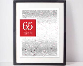 65 REASONS We Love You; Personalized Birthday Gift; Gift for Dad; Gift for Mom; Digital Print;