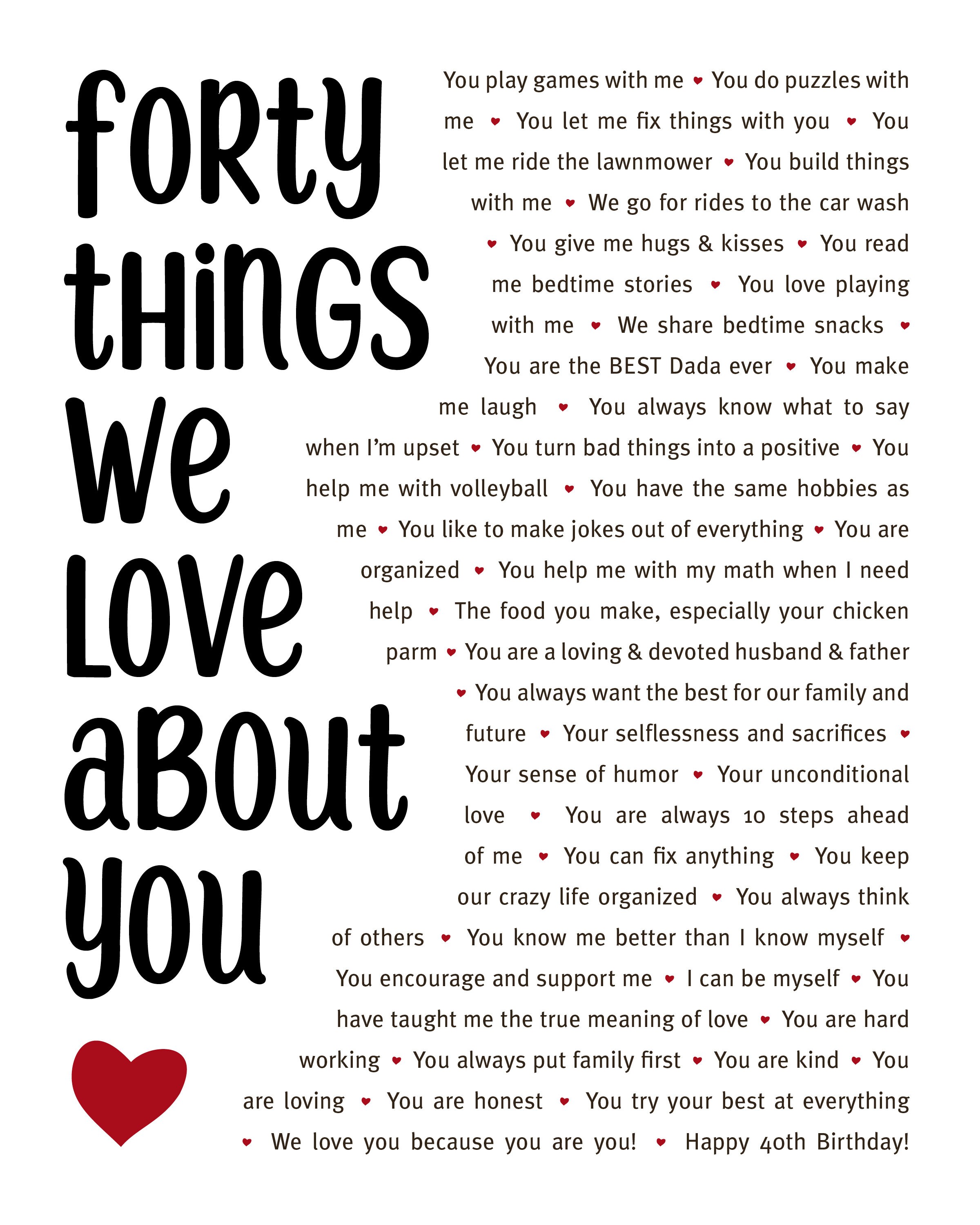 40 REASONS We Love You Personalized Birthday Gift Gift For Etsy 40 REASONS We Love You Personalized Birthday Gift Gift For Etsy