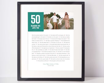 50 DINGE, die wir an dir lieben; 50.Geburtstagsgeschenk für sie; Geschenk für Schwester; Zum 50.Geburtstag für Mama; 50.Geburtstag; 50 Jahre Geschenk für Frau