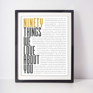 90 THINGS We Love About You; 90th Birthday; Gift for Uncle; Gift for Papa; Grandpa's 90th Birthday; Father's 90th Birthday