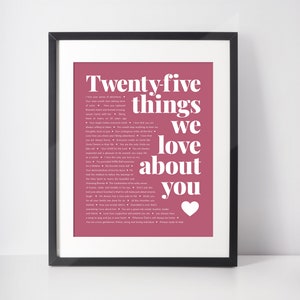 25 DINGE, die wir an dir lieben; zum 25. Geburtstag; Schwester 25; 25. Geburtstag des Freundes; 25. Geburtstags-Geschenke für sie; 25 Gründe; Geschenk für Schwester