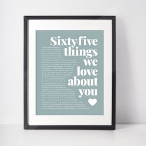 65 Gründe, warum wir Dich lieben; 80 Geburtstagsposter; Geburtstagsschild zum Ausdrucken; Geschenk für Mama; Digital; 65. Geburtstag Geschenk für Frau; Geschenk für Sie