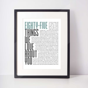 85 REASONS We Love You; Personalized Birthday Gift; Gift for Dad; Gift for Mom; Gift for Husband; Digital Print;