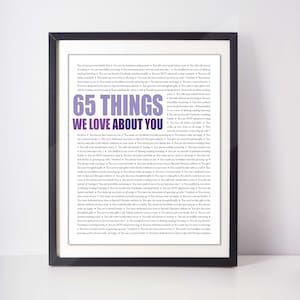 65 GRÜNDE Wir lieben dich; 65. Geburtstag; Nanas 65. Geburtstag; Omas 65. Geburtstag; Mamas 65. Geburtstag; 65. Geburtstag Geschenk für Frauen
