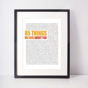 85 THINGS We Love About You; 85th Birthday; Gift for Uncle; Gift for Papa; Grandpa&#39;s 85th Birthday; Father&#39;s 85th Birthday