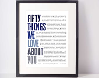 50 REASONS We Love You; 50th Gift for husband; 50 Reasons; Personalized Birthday Gift; 50th Birthday Gift for him; 50th Birthday Gifts