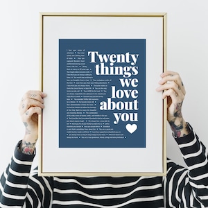 20 RAZONES Por las que te amamos; Regalo personalizado de 20 cumpleaños para hija, mujer, ella, hijo, hermana, amiga. 20 Cosas que amamos de ti Personalizadas